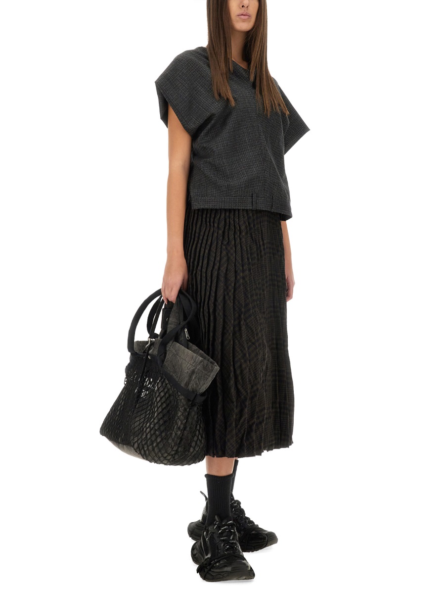 Balenciaga Pleated Wool Skirt with Structured Silhouette Neutraal