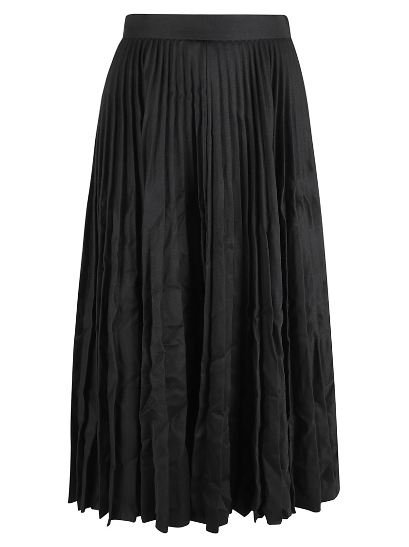 Balenciaga Pleated Long Skirt With Fitted Waistband Zwart