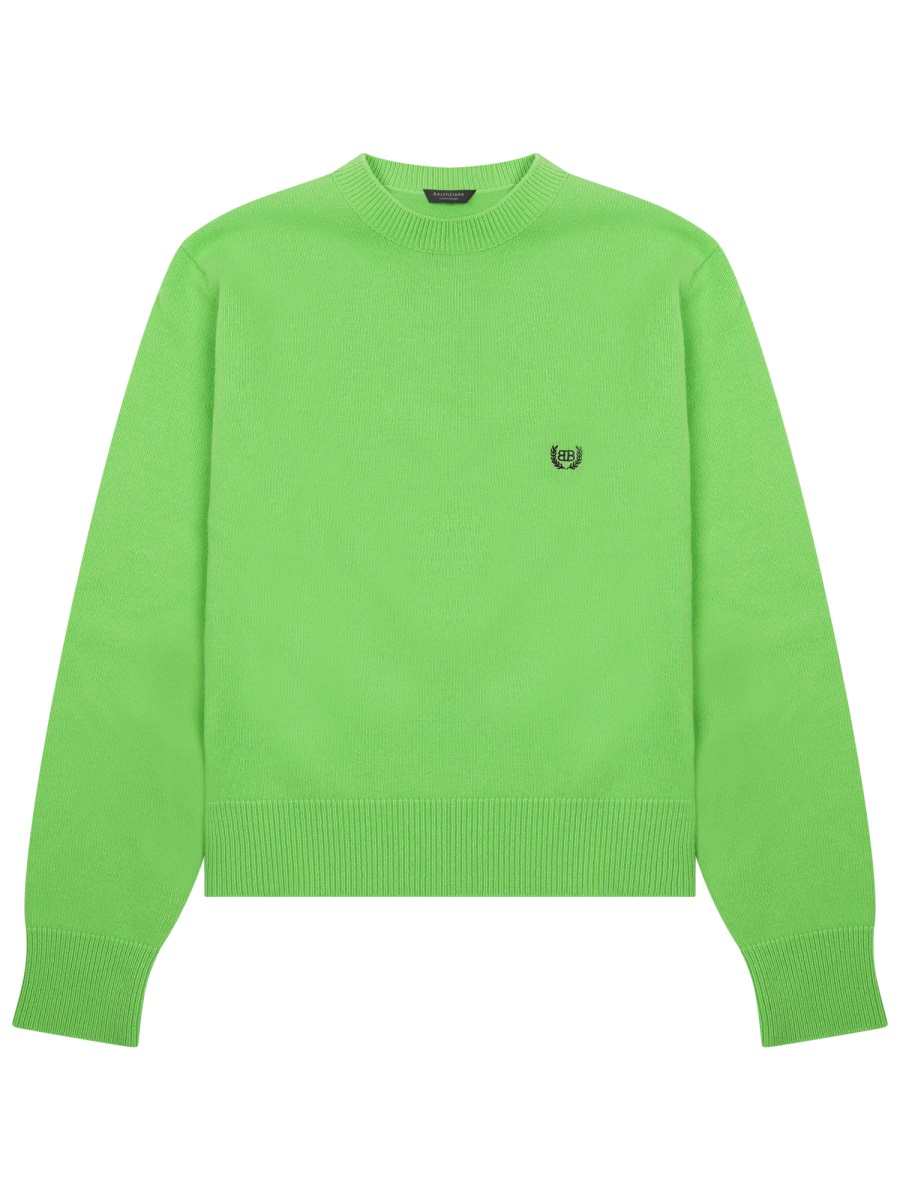 Balenciaga Vibrant Green Wool Jersey With Logo Accents Groen