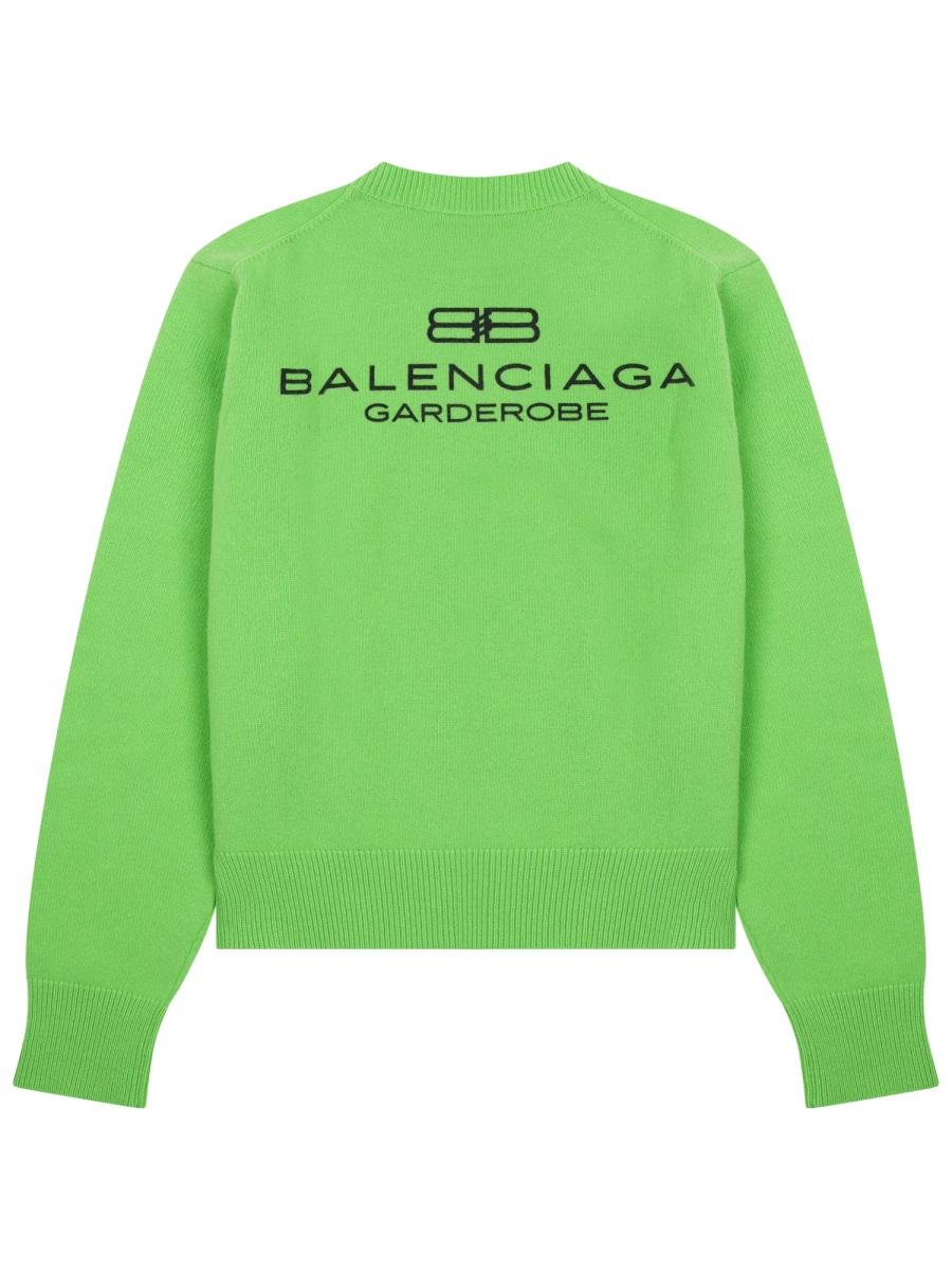 Balenciaga Vibrant Green Wool Jersey With Logo Accents Groen