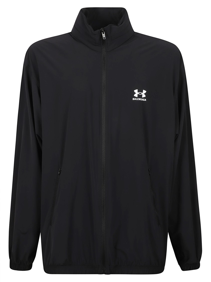 Balenciaga Minimalist Black Coat With High Collar Zwart