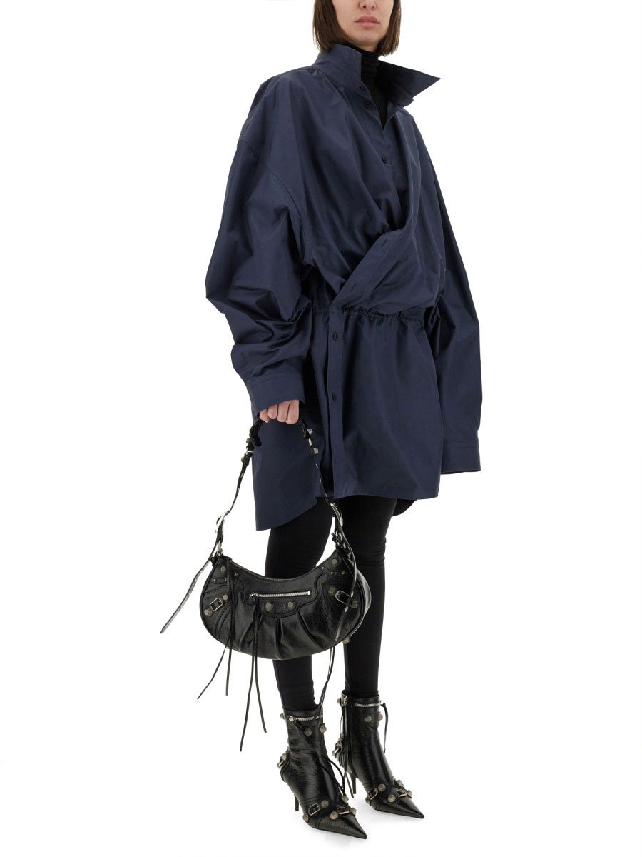 Balenciaga Shirt-Style Mini Dress with Classic Collar Zwart