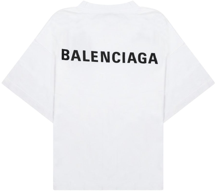 Balenciaga Cropped Cotton T-Shirt With Signature Logo Wit
