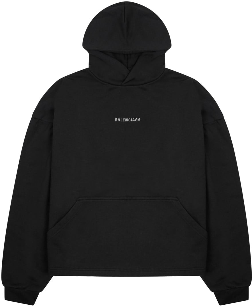 Balenciaga Cropped Sweatshirt With Front And Back Logo Details Zwart