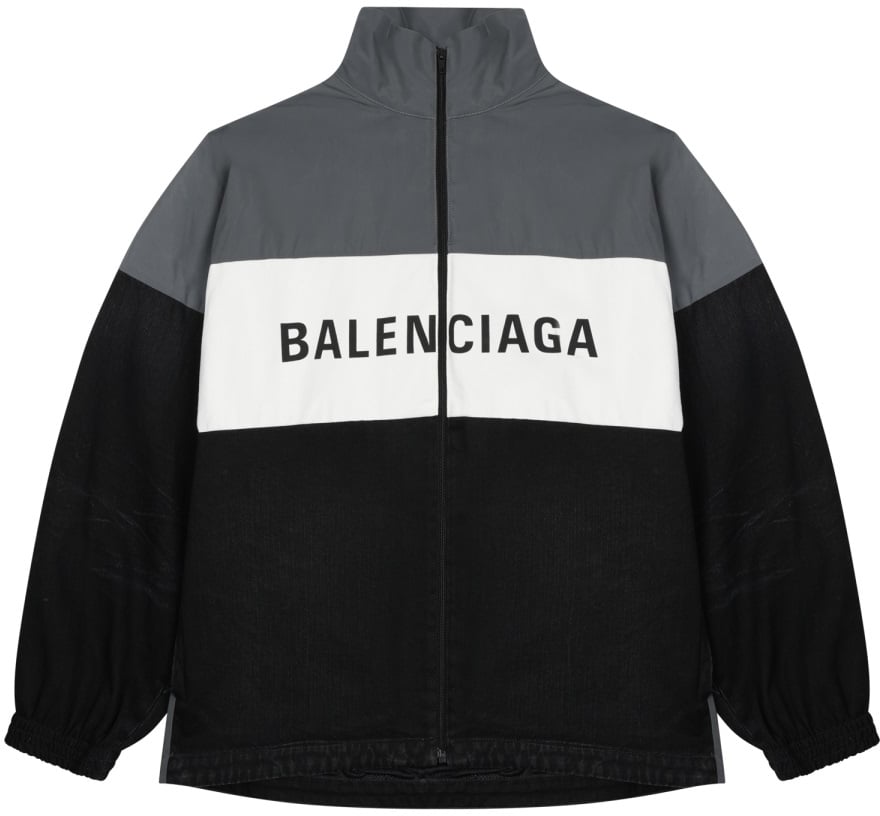 Balenciaga Color-Block Oversized Jacket With Bold Logo Zwart