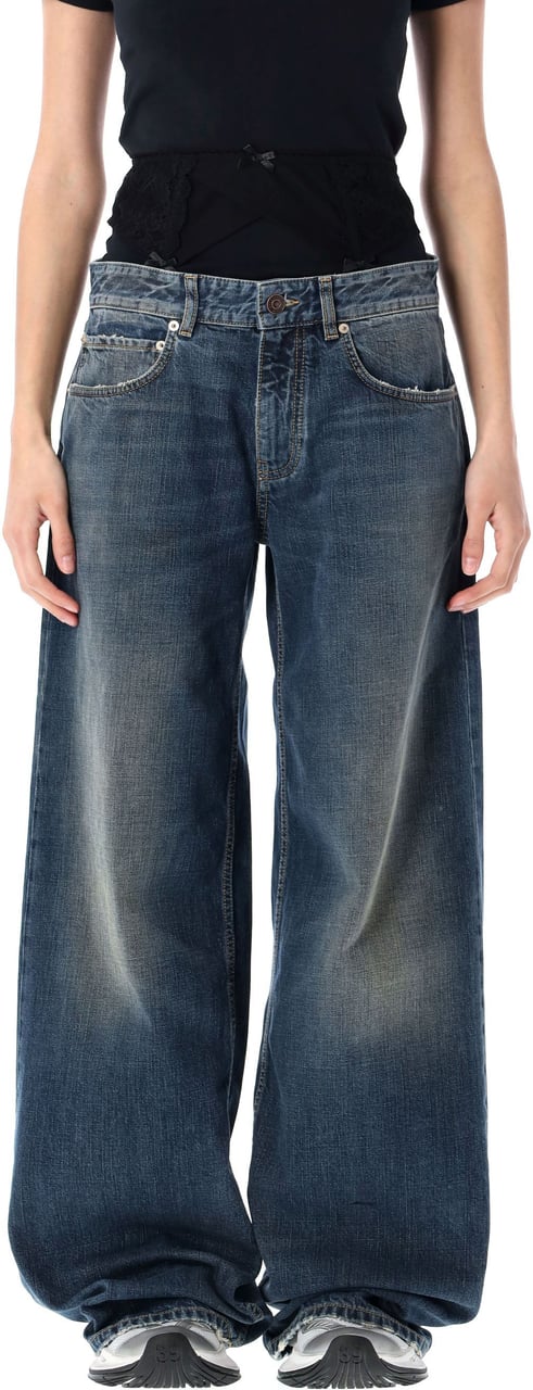 Balenciaga Wide Leg Baggy Pants Blue Blauw