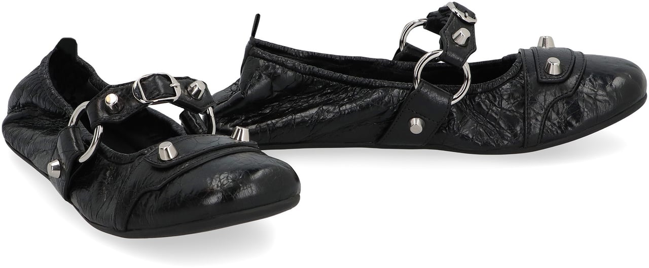 Balenciaga City Leather ballet flats Zwart