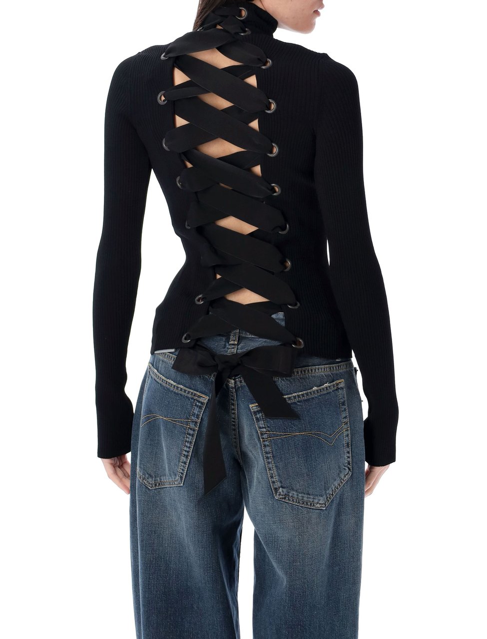 Balenciaga Lace Turtleneck Nero Zwart