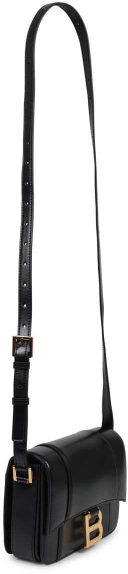 Balenciaga Structured Hourglass-Shaped Black Calfskin Shoulder Bag Zwart