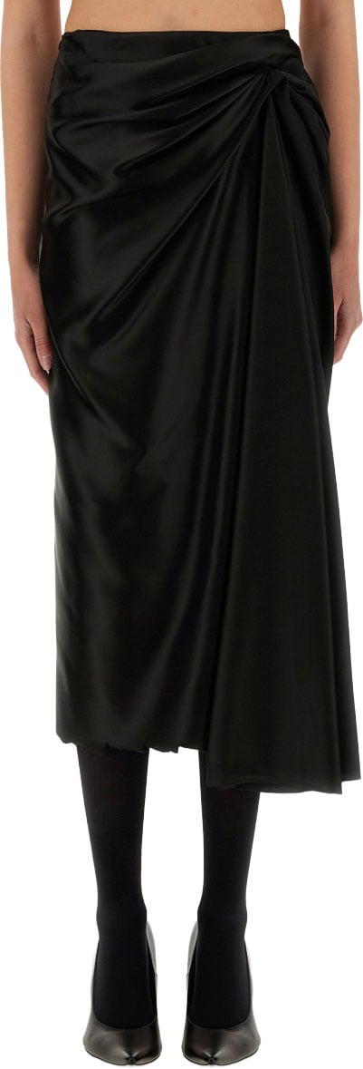 Balenciaga Fluid Draped Skirt with Elegant Folds Zwart