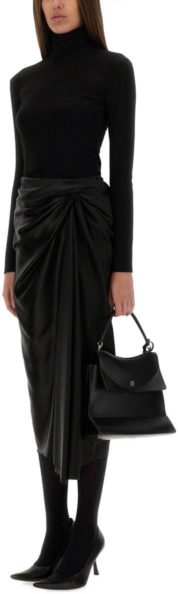 Balenciaga Fluid Draped Skirt with Elegant Folds Zwart