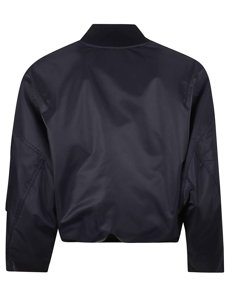 Balenciaga Cropped Bomber Jacket In Deep Blue Nylon Zwart