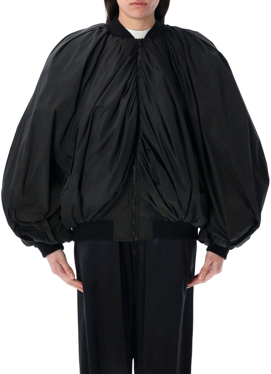 Balenciaga Draped Bomber Nero Zwart