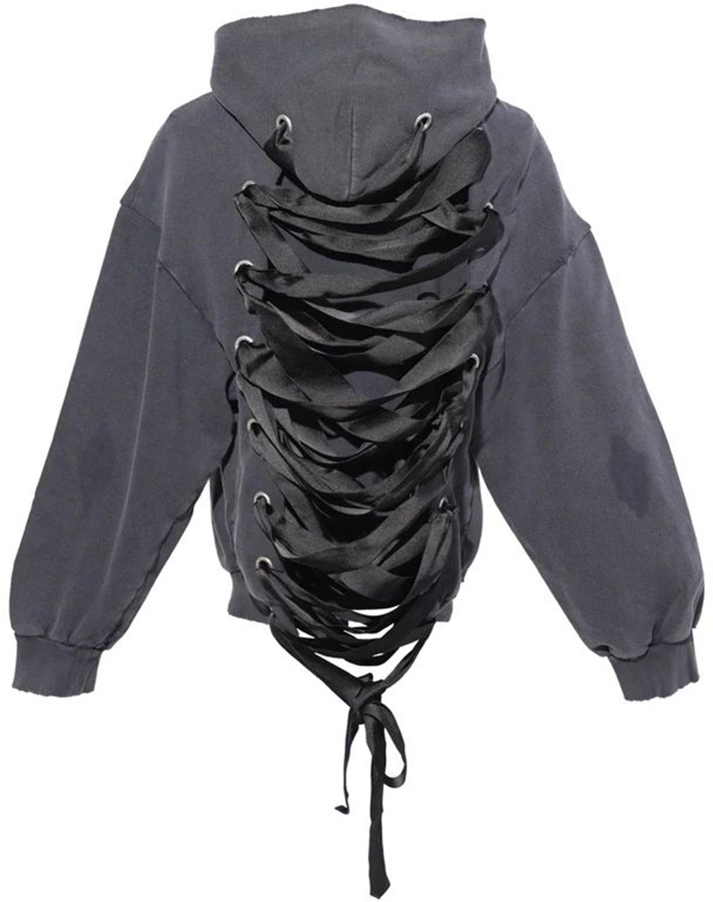 Balenciaga Lace-up Zip-up Hoodie Zwart