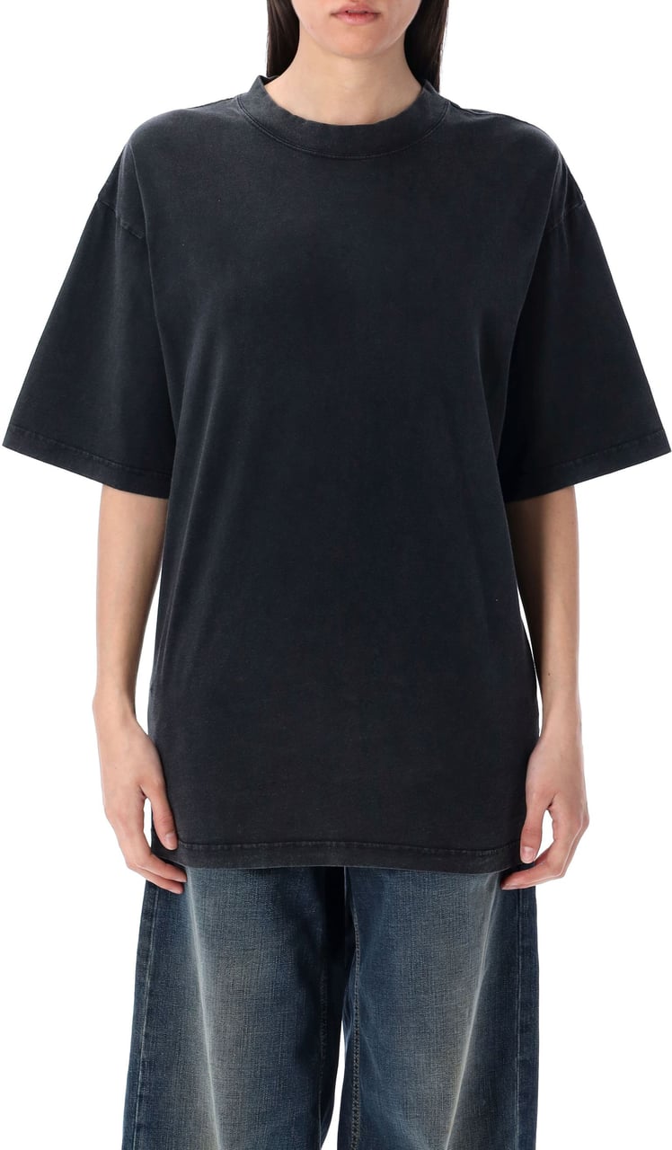 Balenciaga Lace-Up Tshirt Faded Washed Black Zwart
