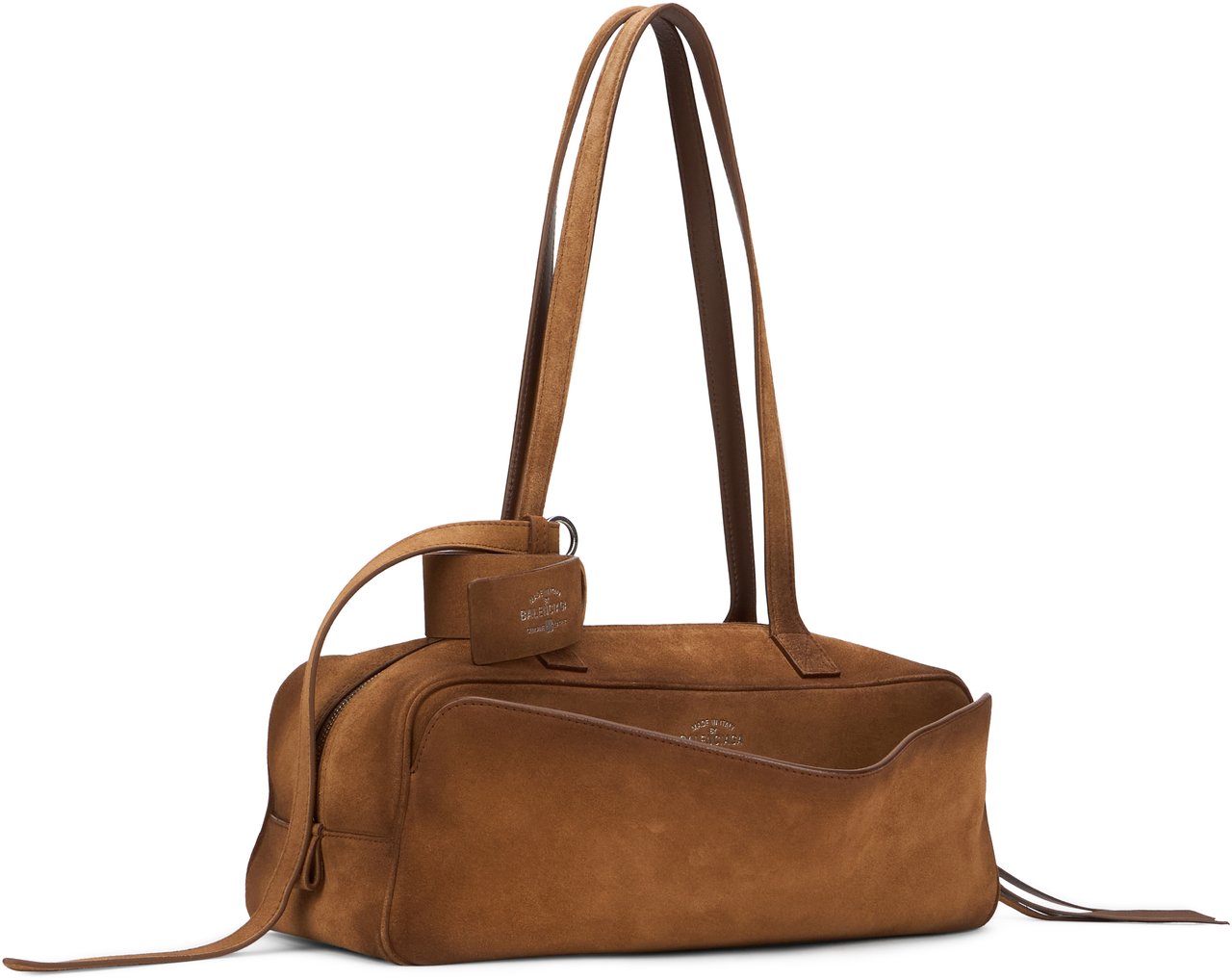 Balenciaga Carrie Small suede bag Bruin