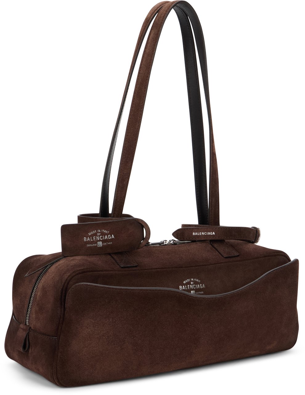 Balenciaga Bowling bag Carrie small in suede leather Bruin