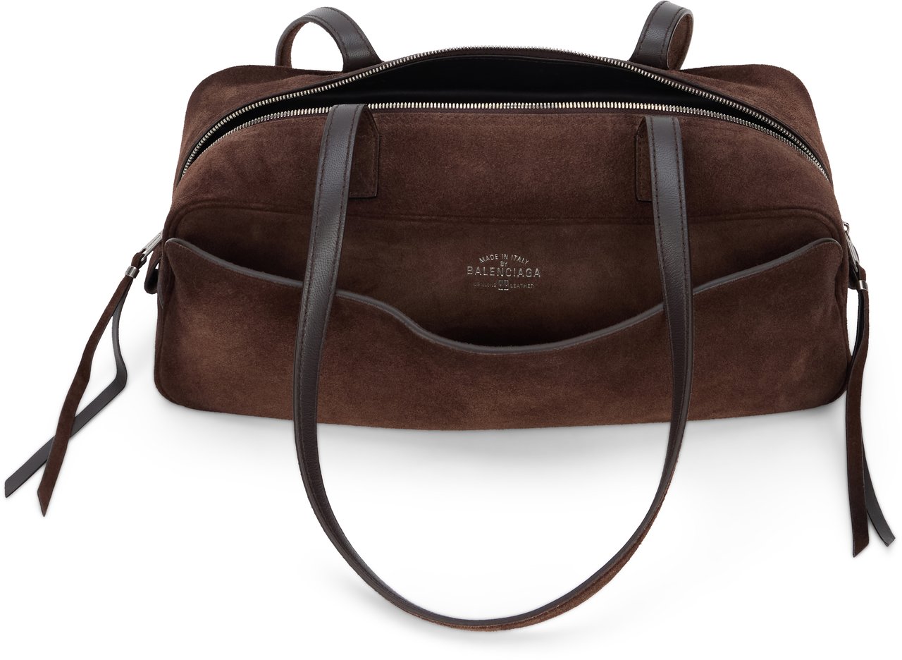 Balenciaga Bowling bag Carrie small in suede leather Bruin