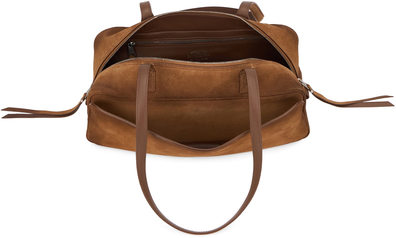 Balenciaga Carrie Small suede bag Bruin