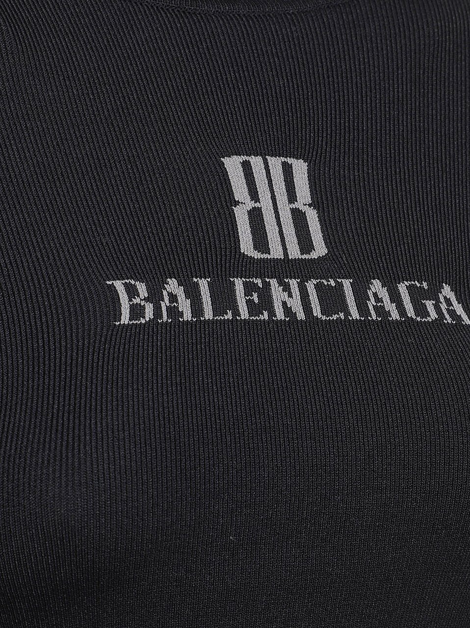 Balenciaga Fitted Ribbed Turtleneck Sweater With Logo Zwart