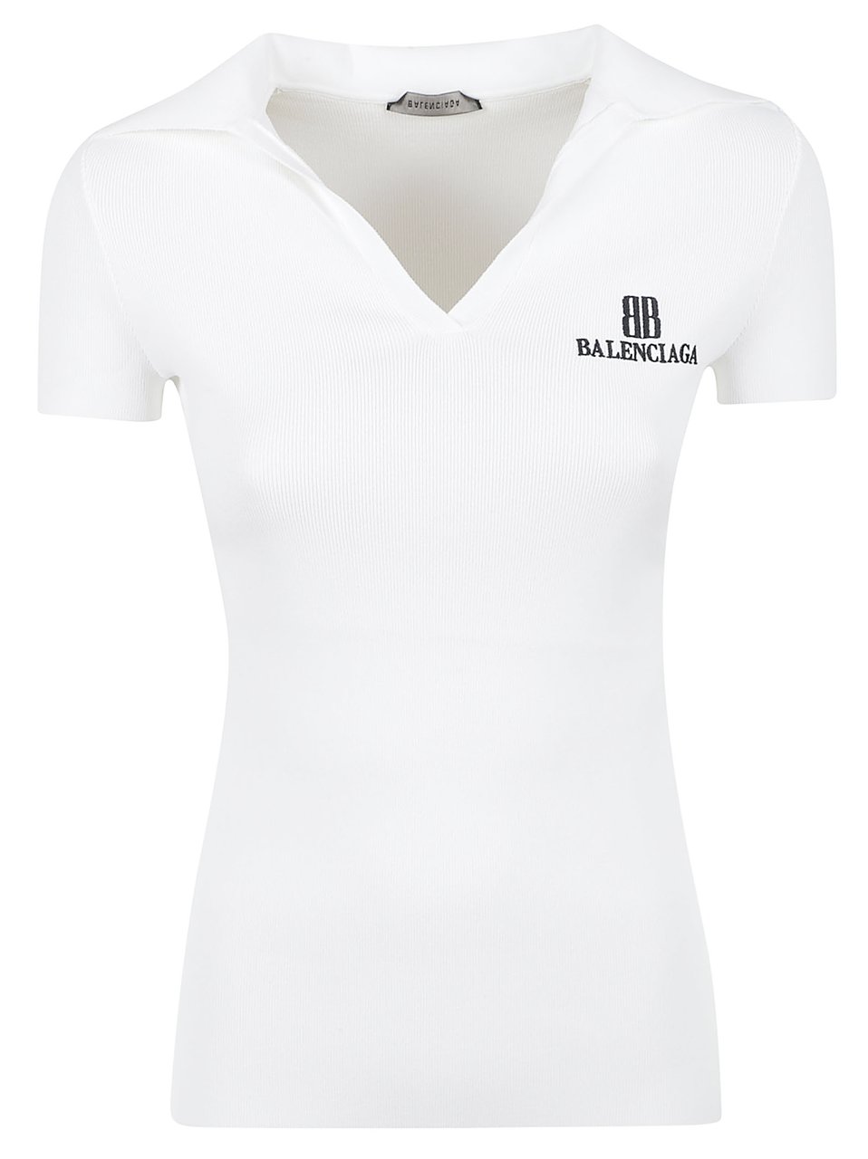 Balenciaga Fitted V-Neck T-Shirt With Embroidered Logo Detail Wit