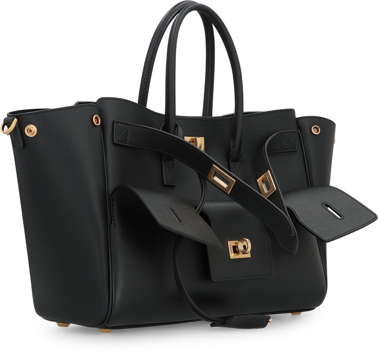 Balenciaga Bel Air Small Leather Carry Bag Zwart