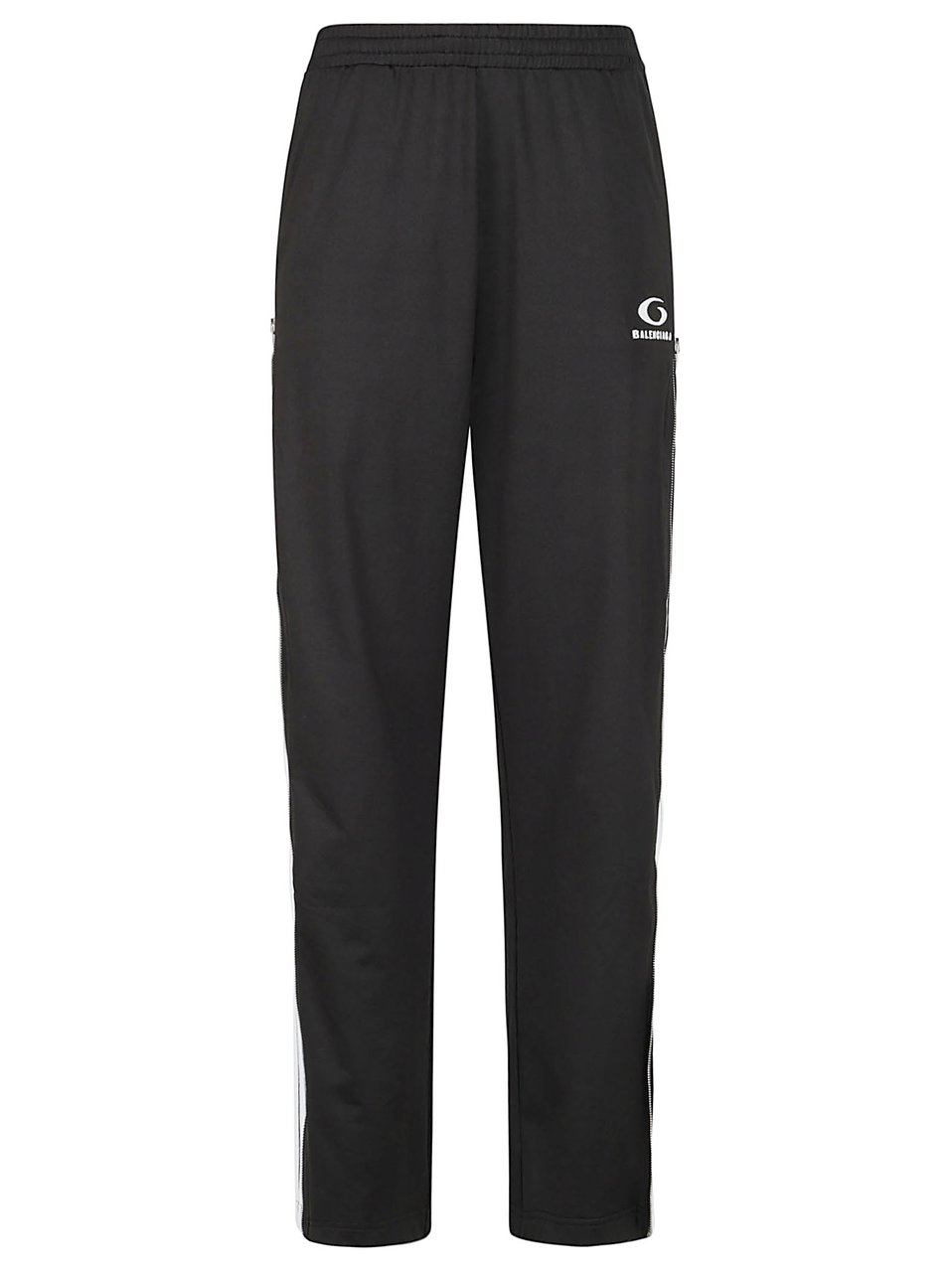 Balenciaga Mid-Waist Fleece Track Pants With Contrasting Bands Zwart