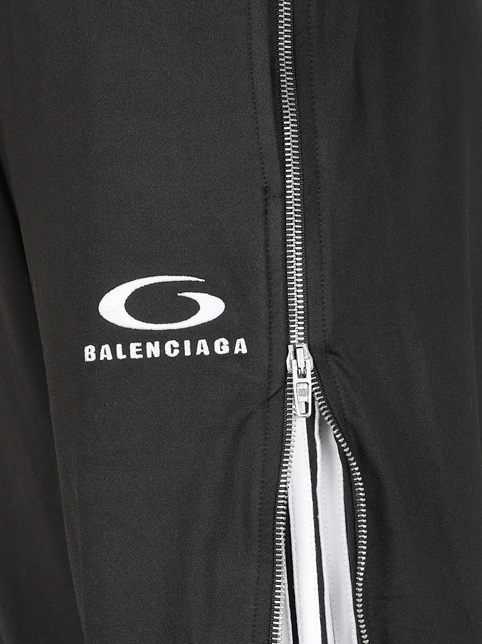 Balenciaga Mid-Waist Fleece Track Pants With Contrasting Bands Zwart