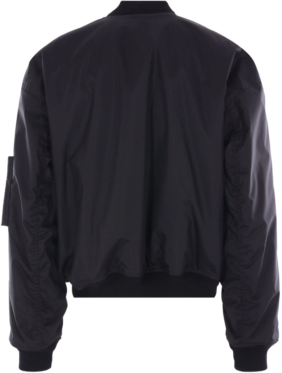 Balenciaga Black Bomber Cropped Padded Polyester Jacket Zwart