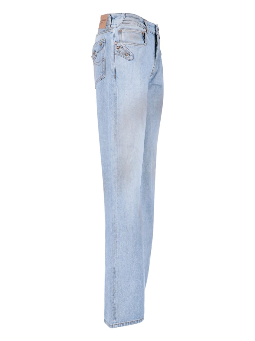 Balenciaga Straight-Leg Blue Denim Jeans With Traditional Five-Pocket Styling Blauw