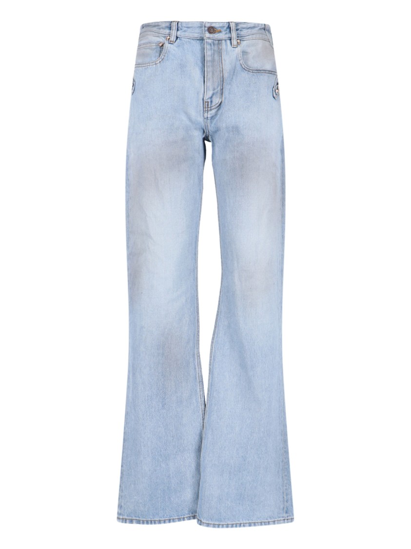 Balenciaga Straight-Leg Blue Denim Jeans With Traditional Five-Pocket Styling Blauw