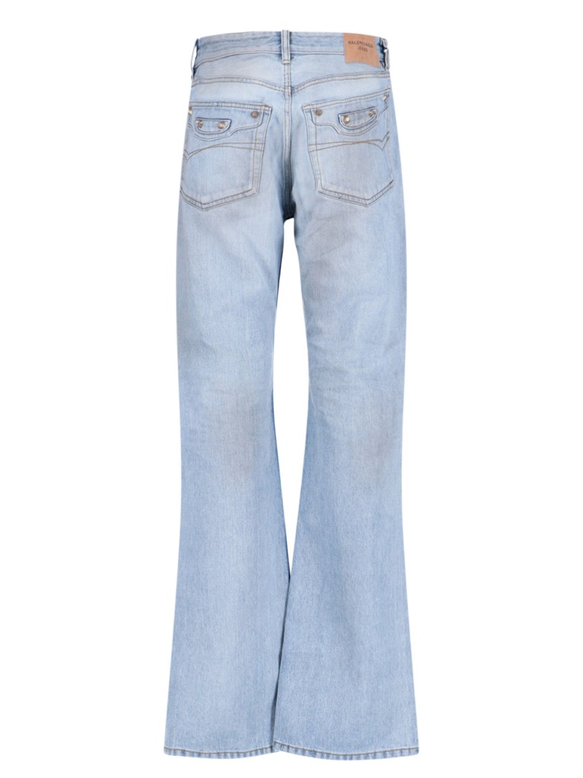 Balenciaga Straight-Leg Blue Denim Jeans With Traditional Five-Pocket Styling Blauw