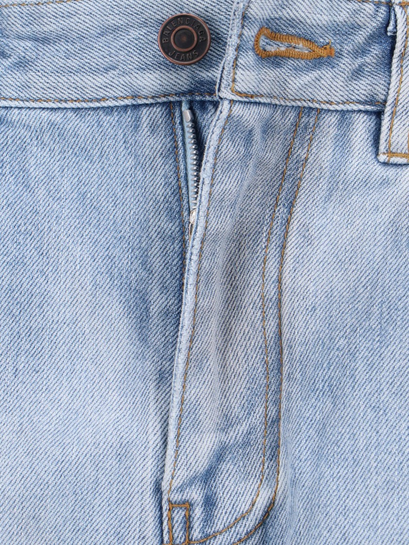 Balenciaga Straight-Leg Blue Denim Jeans With Traditional Five-Pocket Styling Blauw