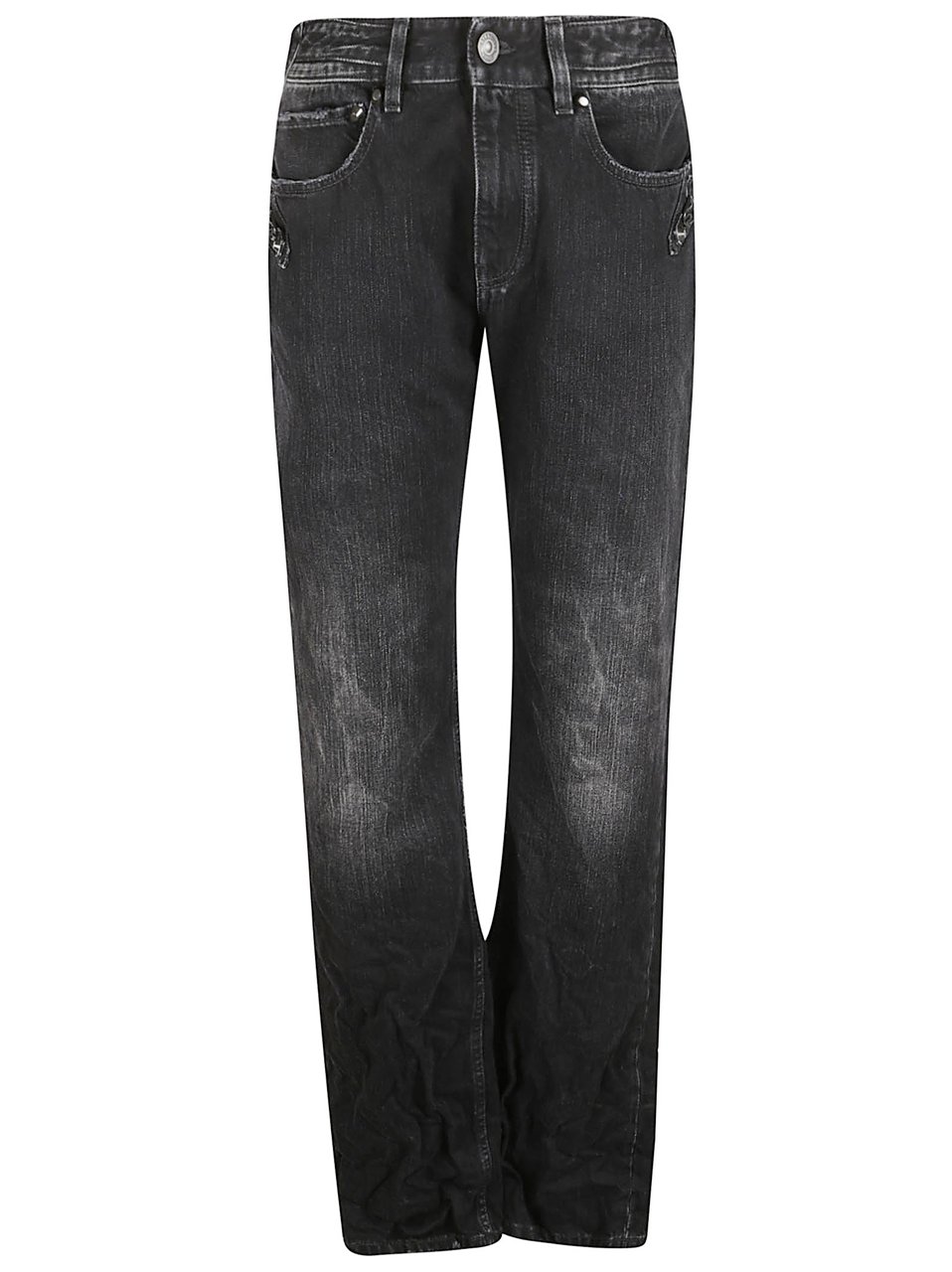 Balenciaga Mid-Rise Black Denim Jeans With Buckle Zwart