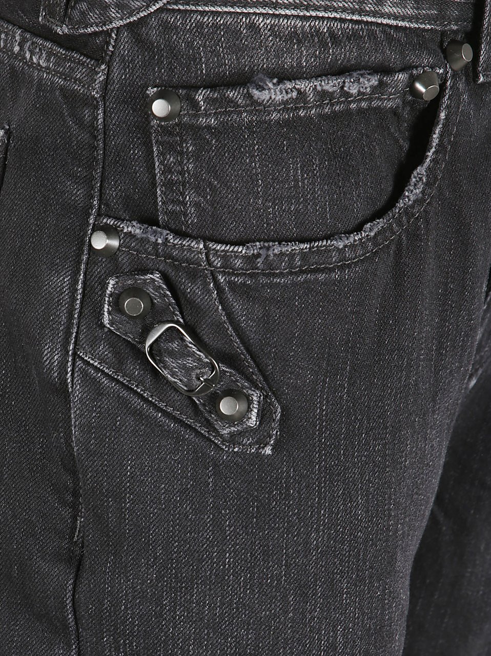 Balenciaga Mid-Rise Black Denim Jeans With Buckle Zwart