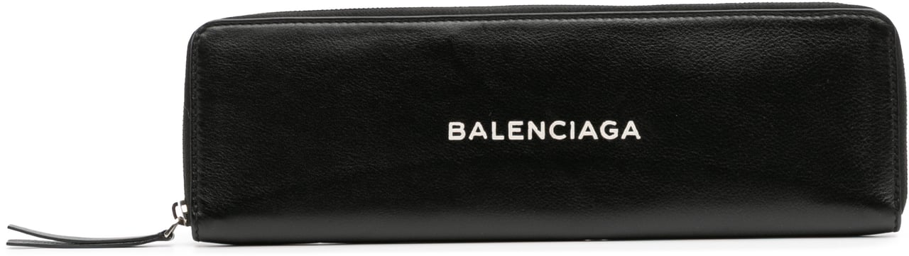 Balenciaga Leather Logo Clutch Zwart