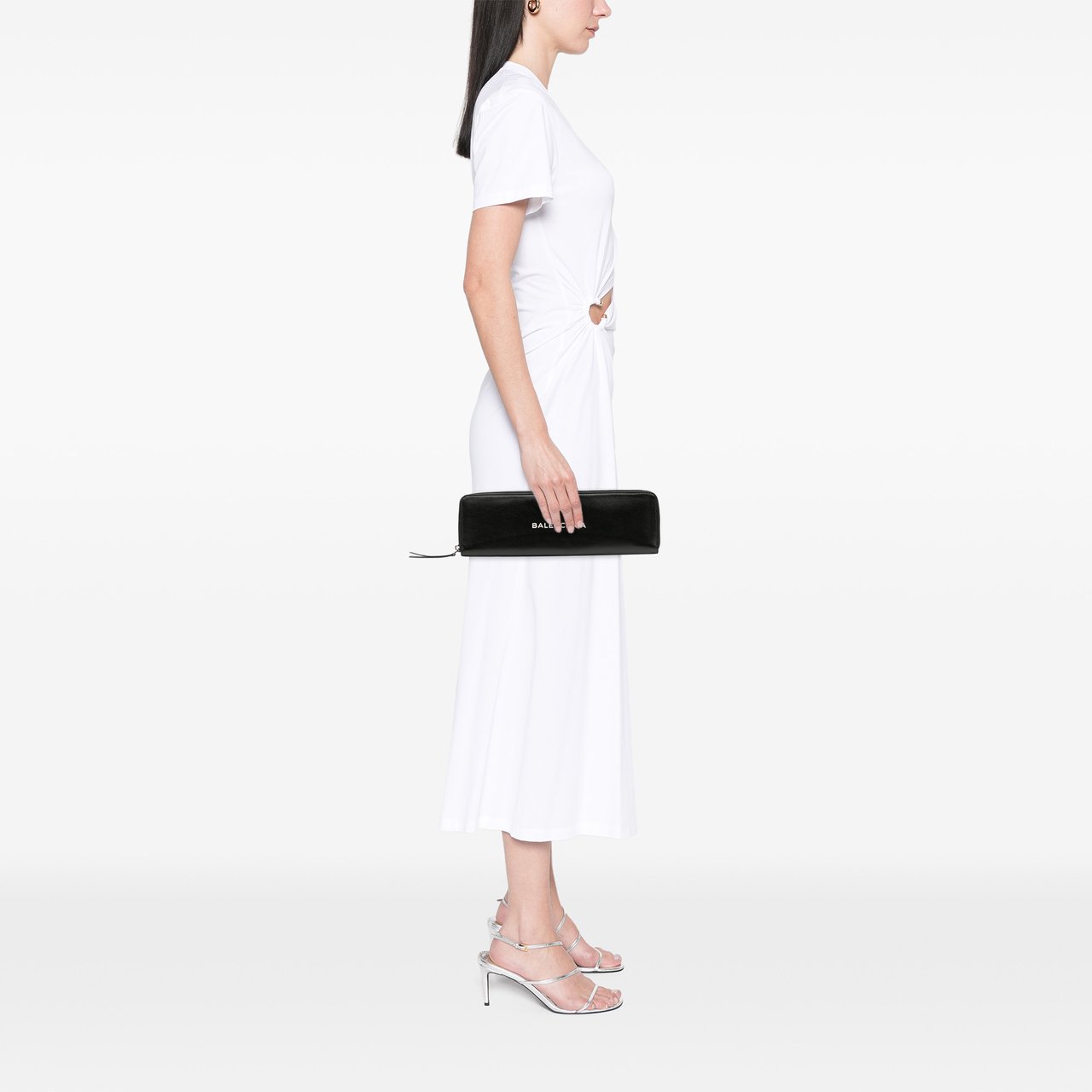 Balenciaga Leather Logo Clutch Zwart
