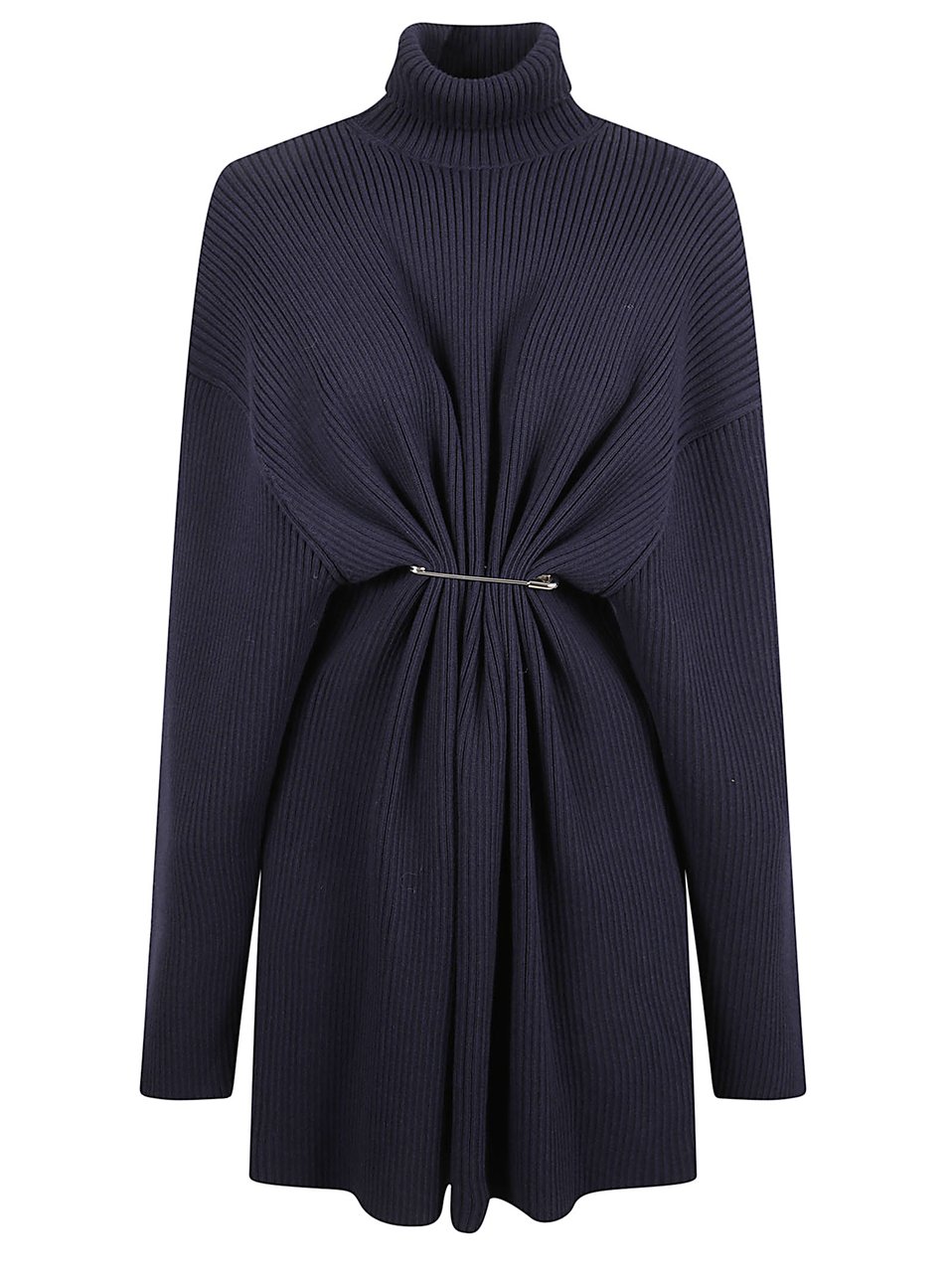 Balenciaga Draped Wool And Cotton Sweater Dress Zwart
