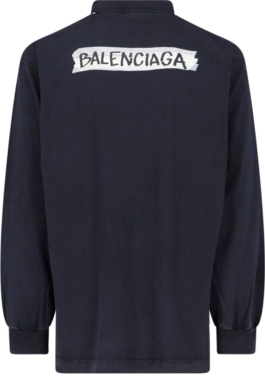 Balenciaga "Masking Tape" Long Sleeve T-Shirt – Black Zwart