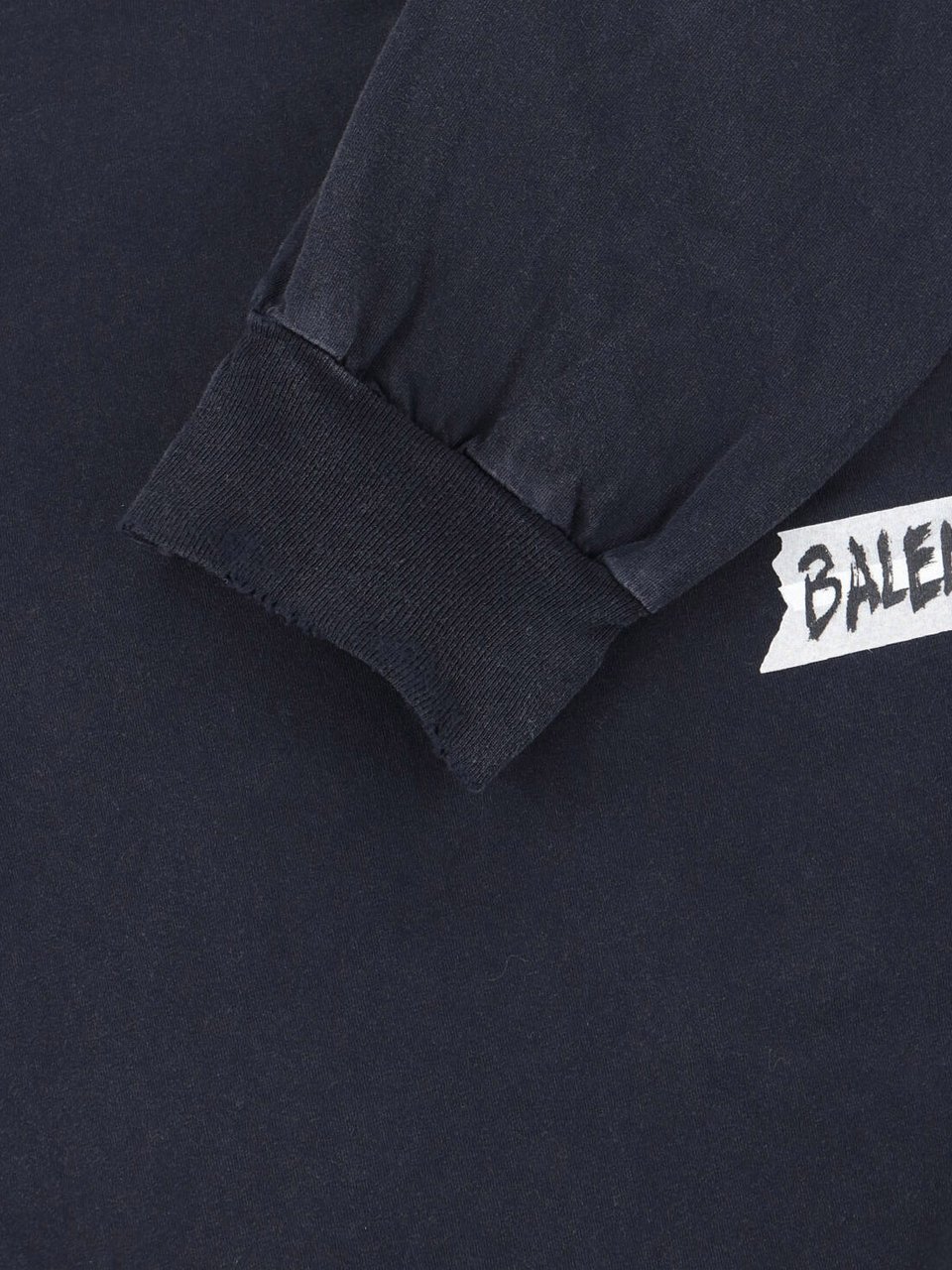 Balenciaga "Masking Tape" Long Sleeve T-Shirt – Black Zwart