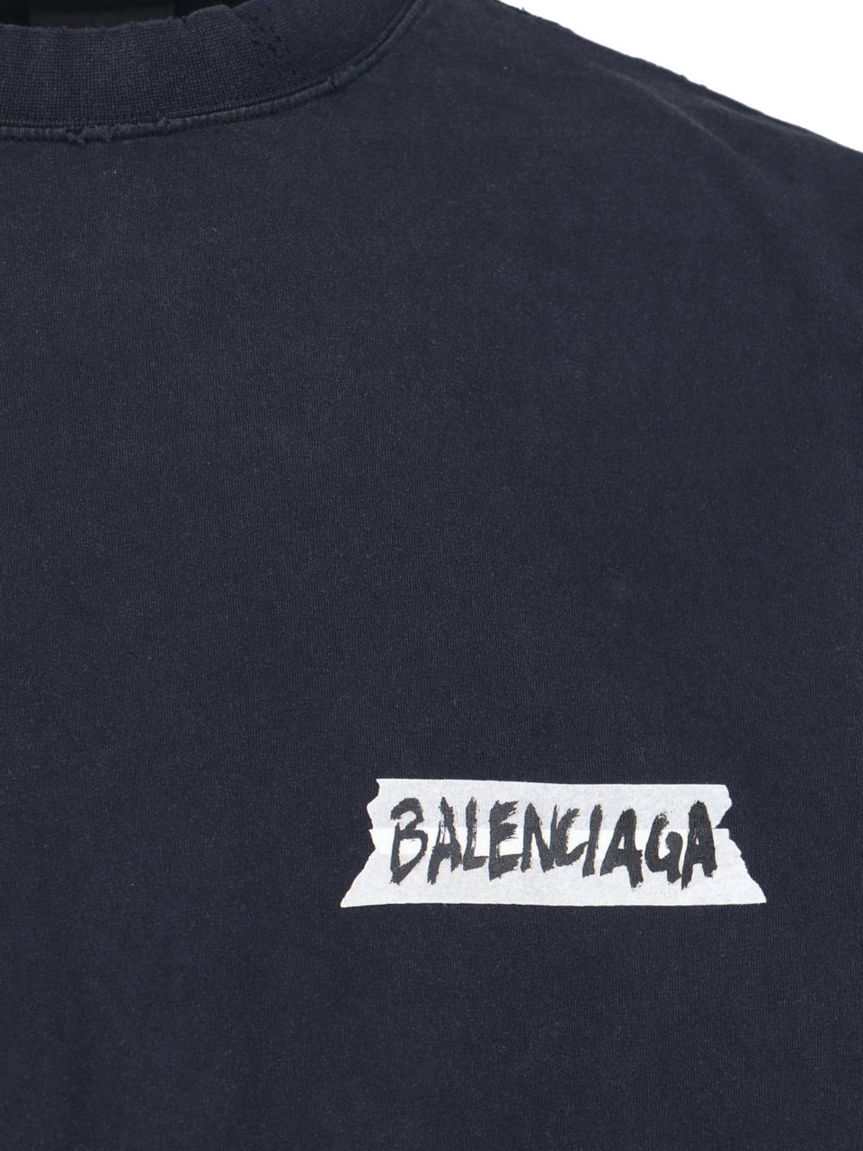Balenciaga "Masking Tape" Long Sleeve T-Shirt – Black Zwart
