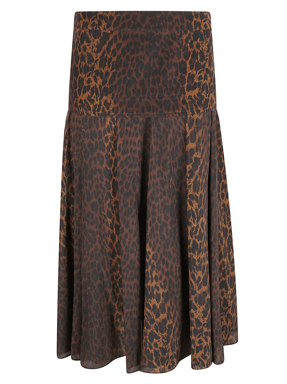 Balenciaga Leopard Print Silk Crepe de Chine Midi Skirt Grijs