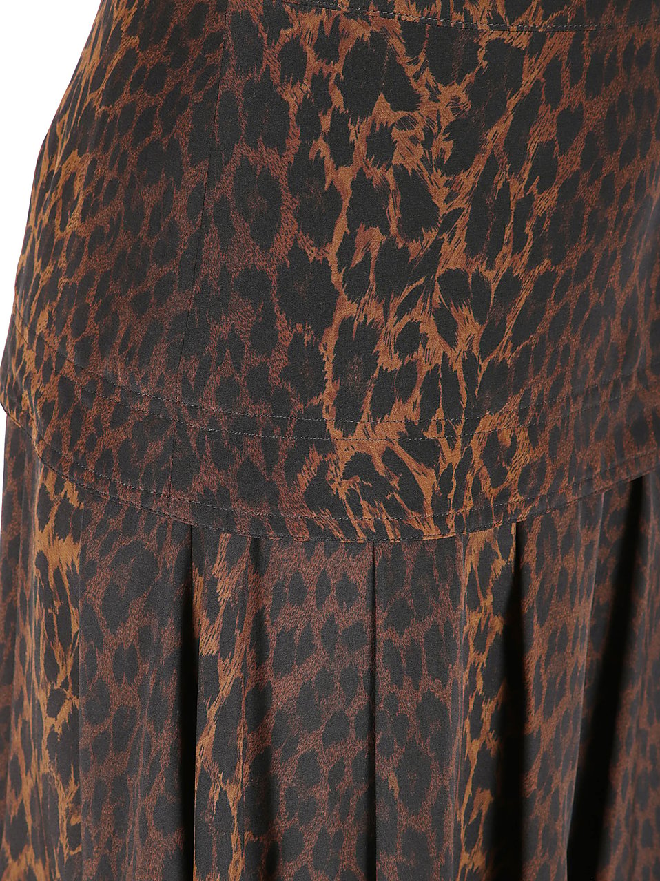 Balenciaga Leopard Print Silk Crepe de Chine Midi Skirt Grijs