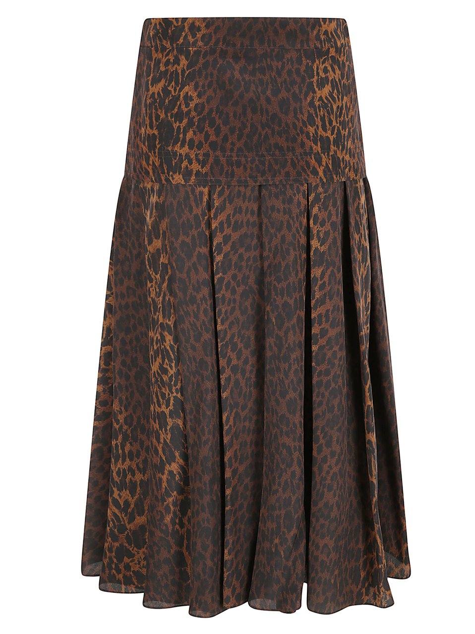 Balenciaga Leopard Print Silk Crepe de Chine Midi Skirt Grijs