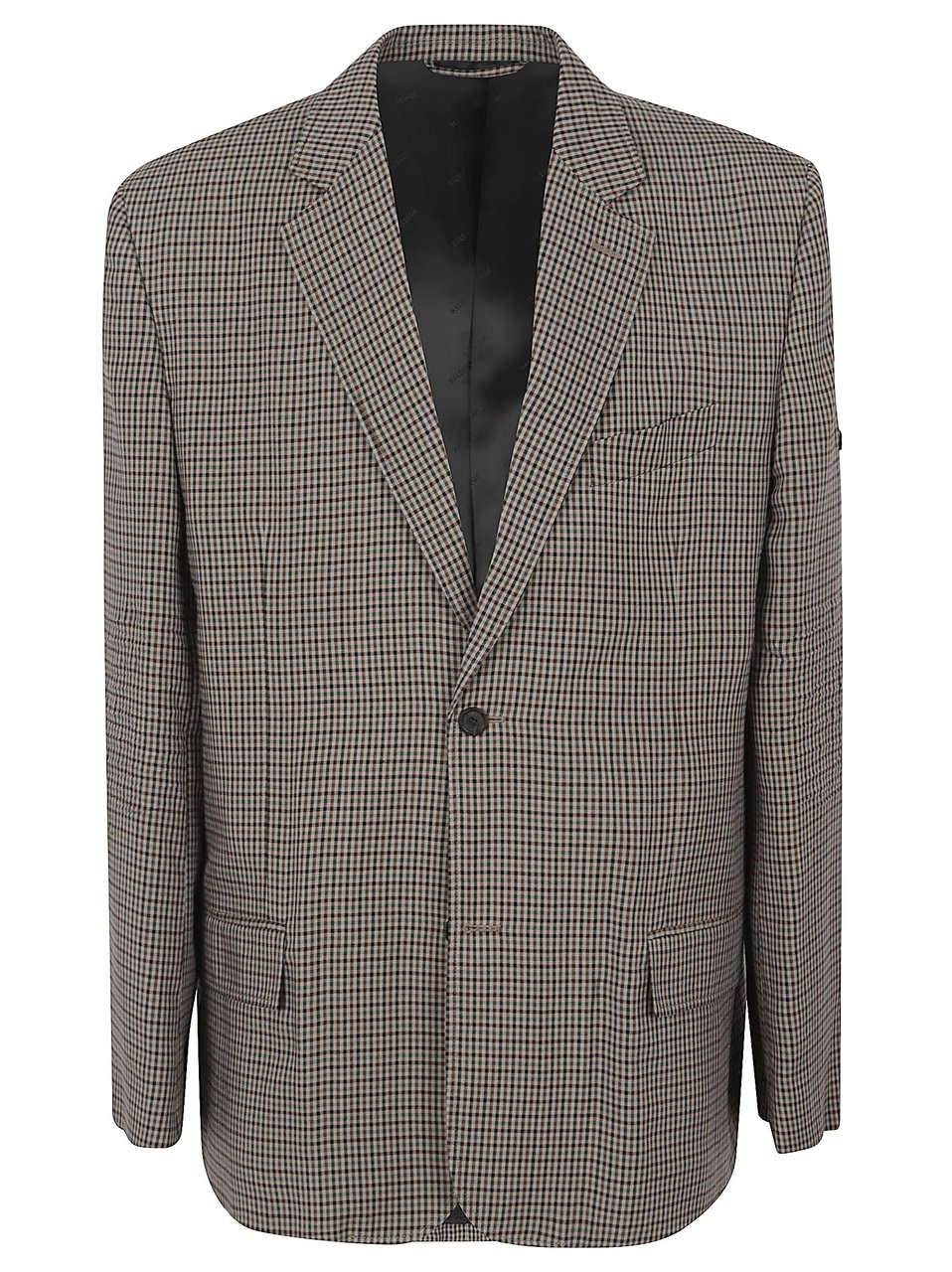 Balenciaga Checkered Blazer with Structured Shoulders and Button Closure Grijs