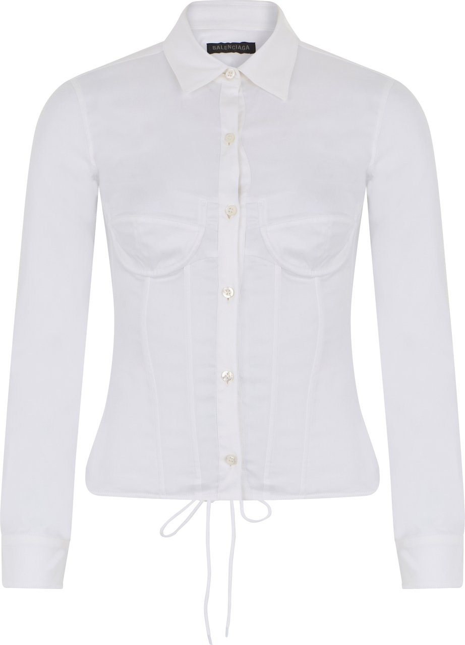 Balenciaga Cotton shirt with long sleeves Wit