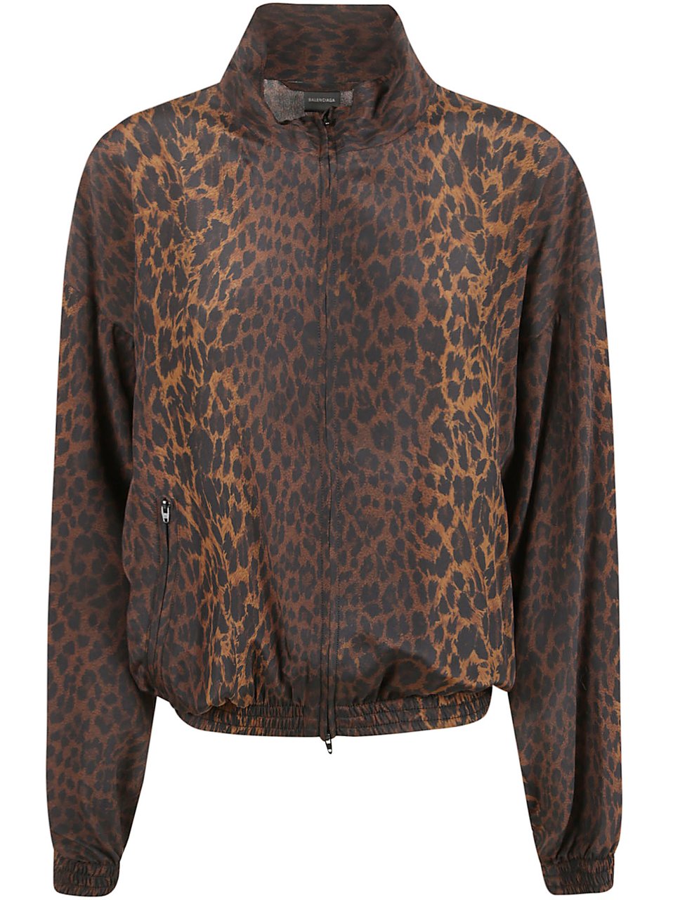 Balenciaga Brown Leopard-Print Silk Crepe de Chine Jacket Grijs