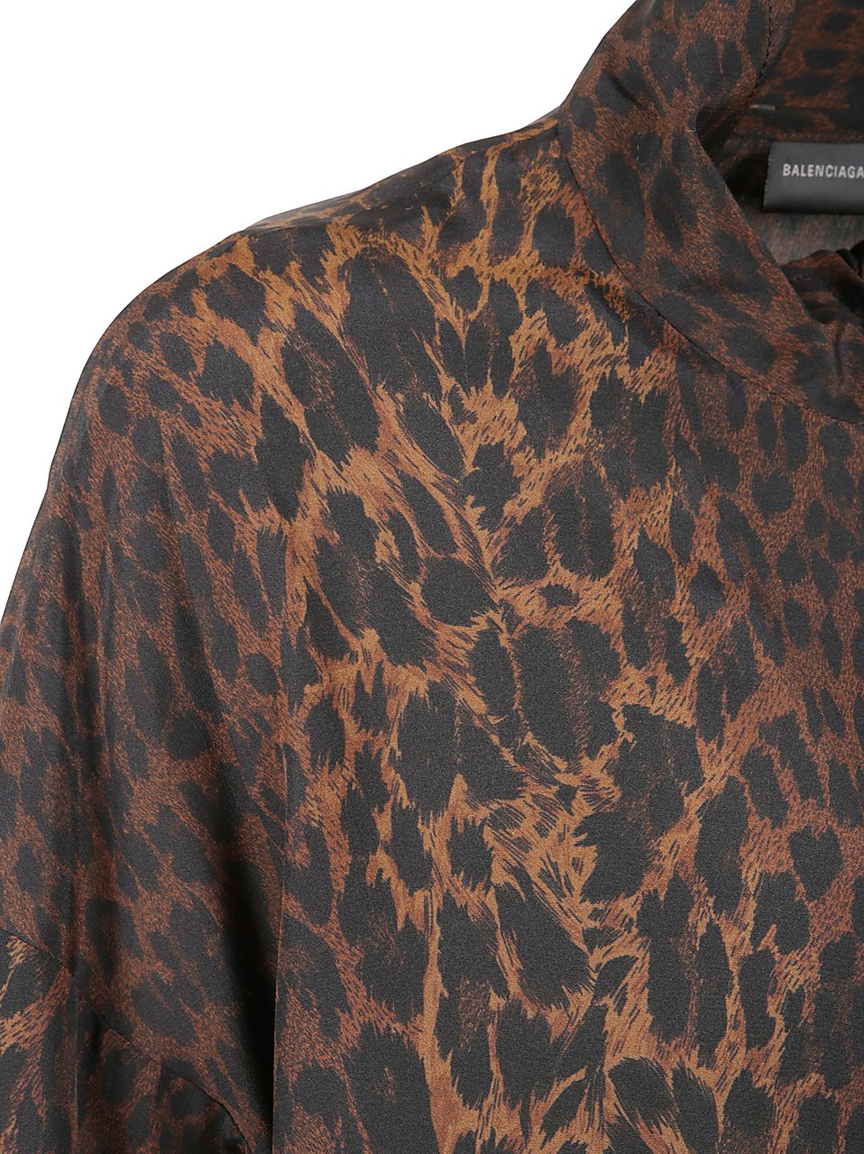 Balenciaga Brown Leopard-Print Silk Crepe de Chine Jacket Grijs