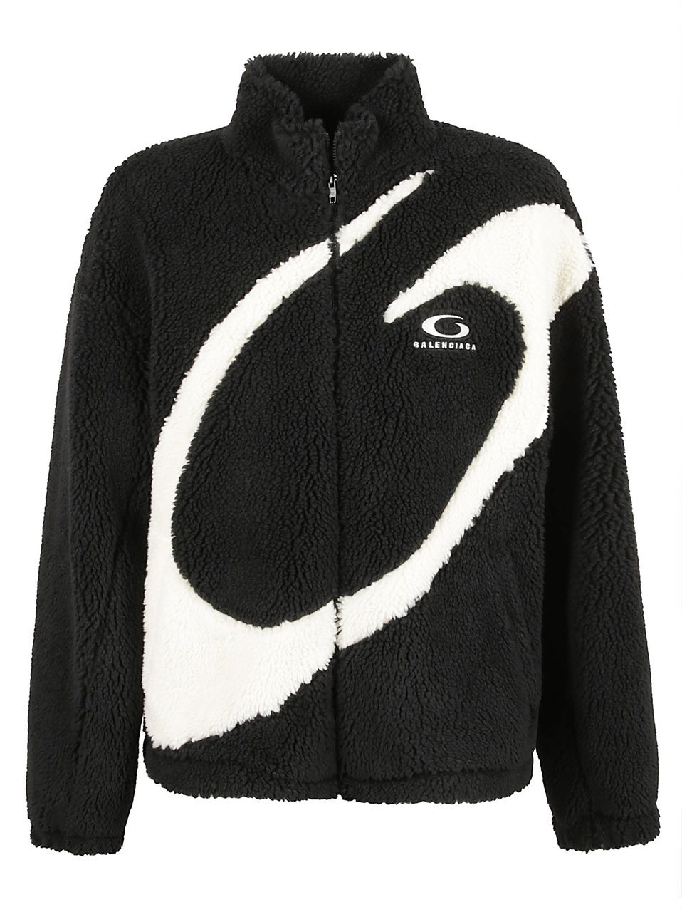 Balenciaga Contemporary Oversized Jacket With Graphic Motif Zwart