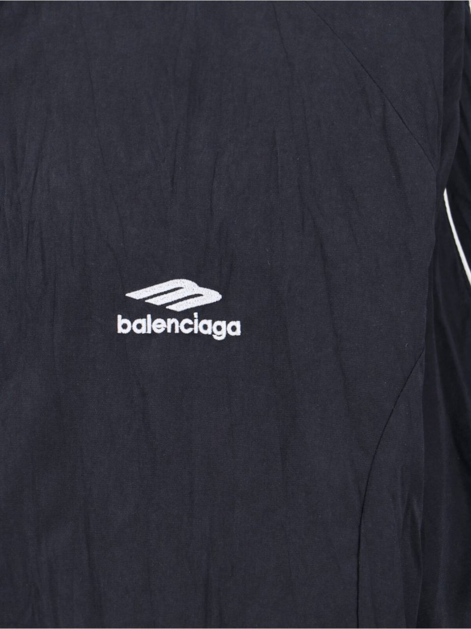 Balenciaga Giazza Zip Logo Jacket With High Collar Blauw